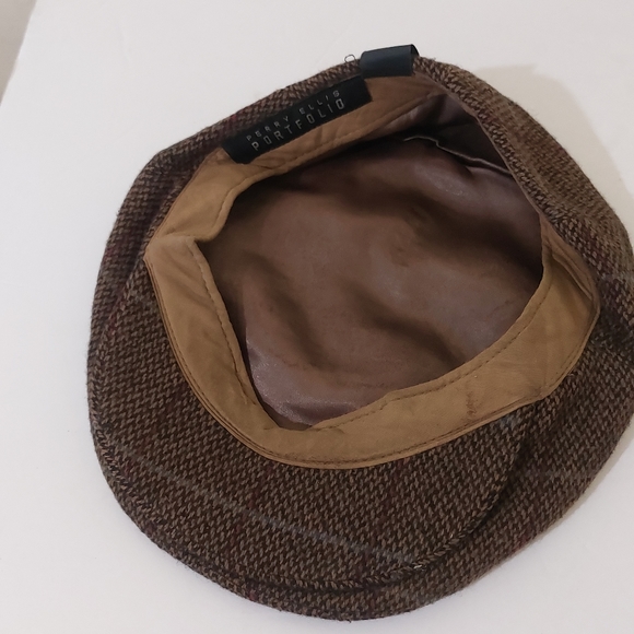 Perry Ellis Size Medium Mens Classic Plaid Newspaper Newsboy Hat Golf Cap - Picture 4 of 9